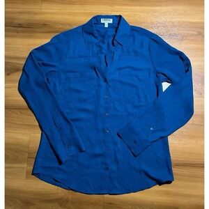 Womens Express Portofino Slim Fit Casual Minimalist Button Down Shirt